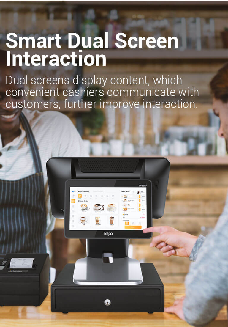 dual screen interaction windows POS cash register in store