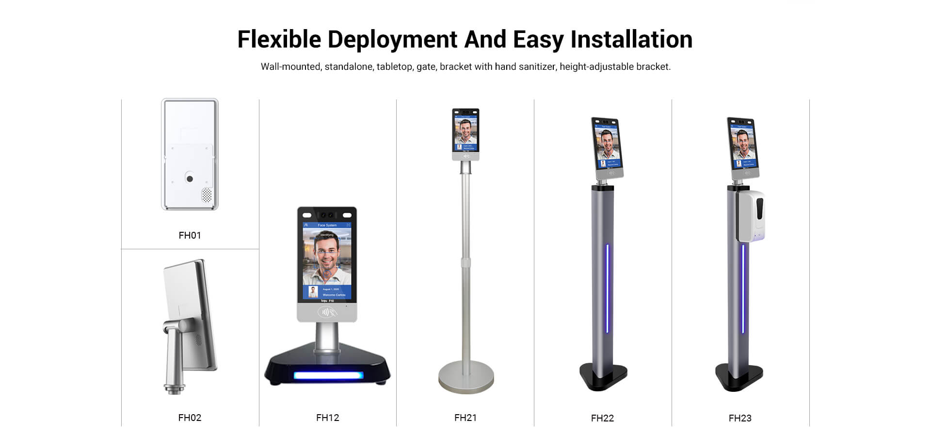 Standing alone,Wall-hanging, Desk top Face Recognition machine