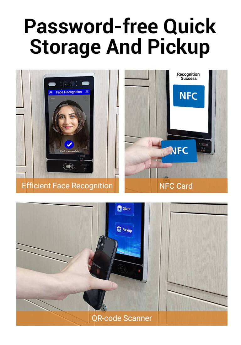 Smart locker with Face Recognition, RFID Smart Card,QR-code Scanner