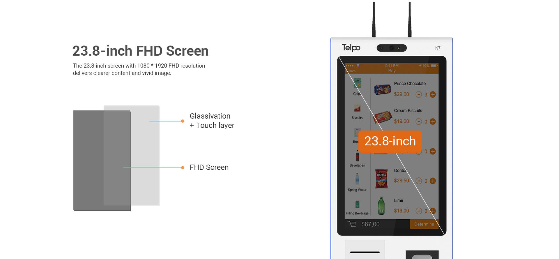 Telpo K7 23.8inches screen self checkout kiosk