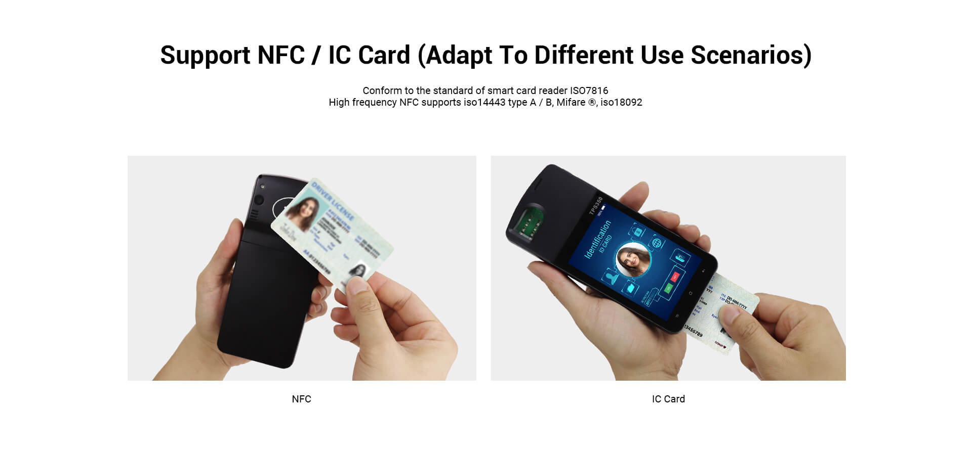 NFC / IC card biometric handheld device tps350