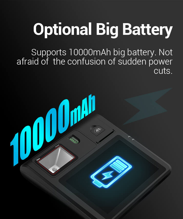 10000mAh battery powered cashier billing machine android os