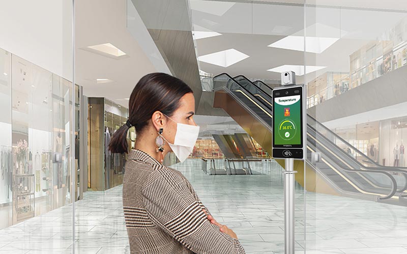 Tps980t Touch-free temperature screening device in the mall