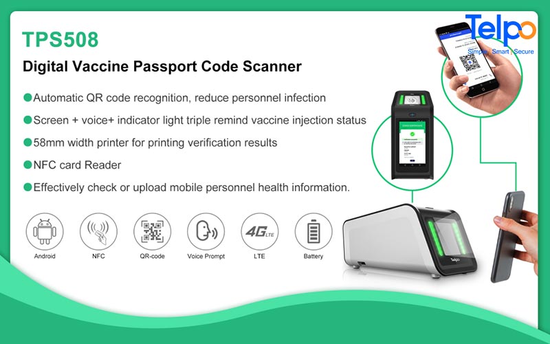  QR code scanner TPS508 for vaccine passport and certificate