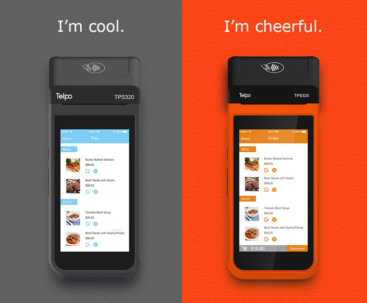 Mobile Payment POS Terminal with Two colors (orange/ gray) option