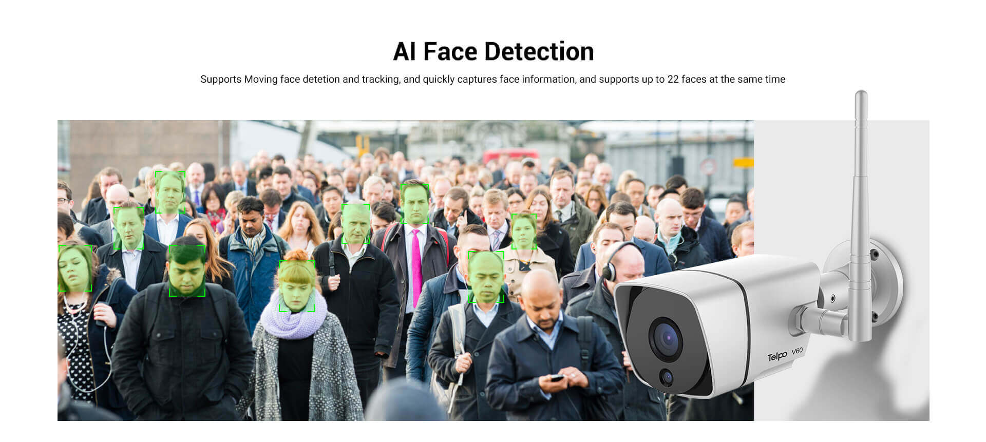ONVIF protocol Network Camera with AI Face Detection and Motion Detection 