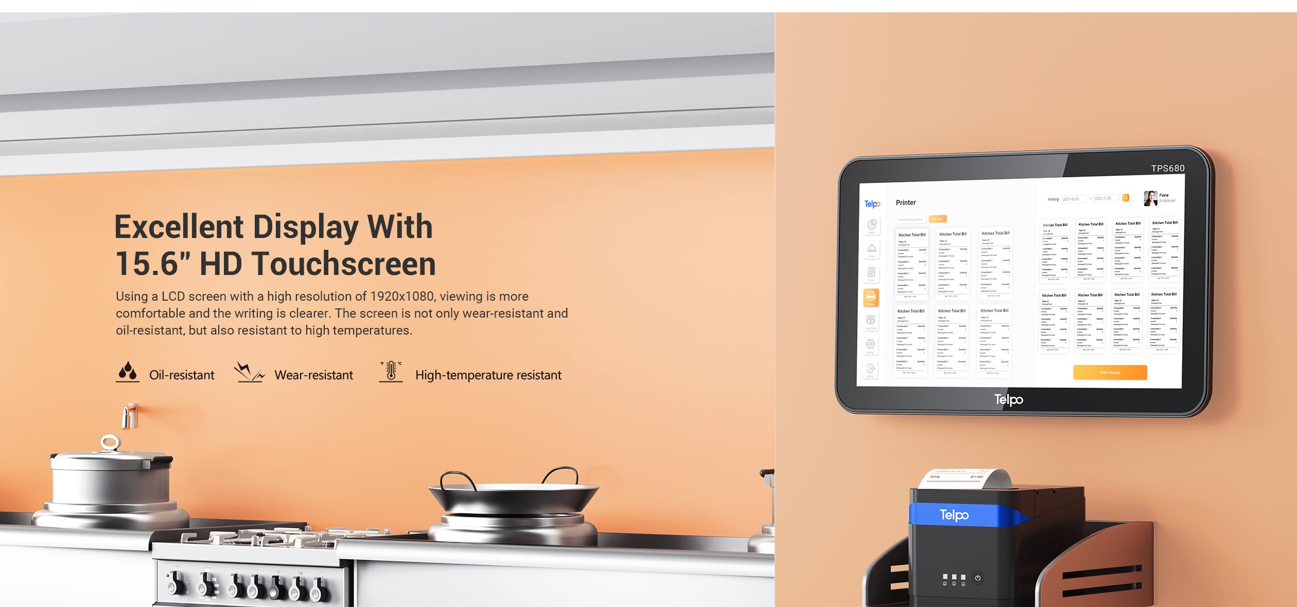 touch screen kds kitchen display system