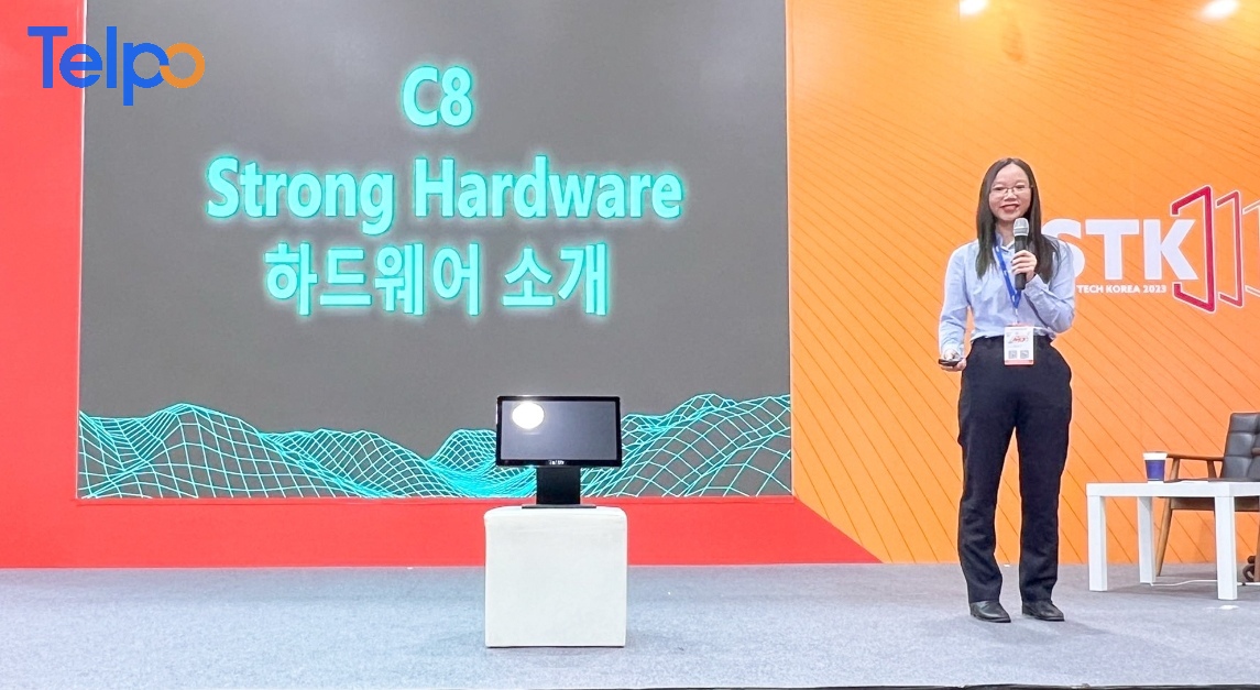 telpo flagship pos c8 displayed at stk exhibition korea