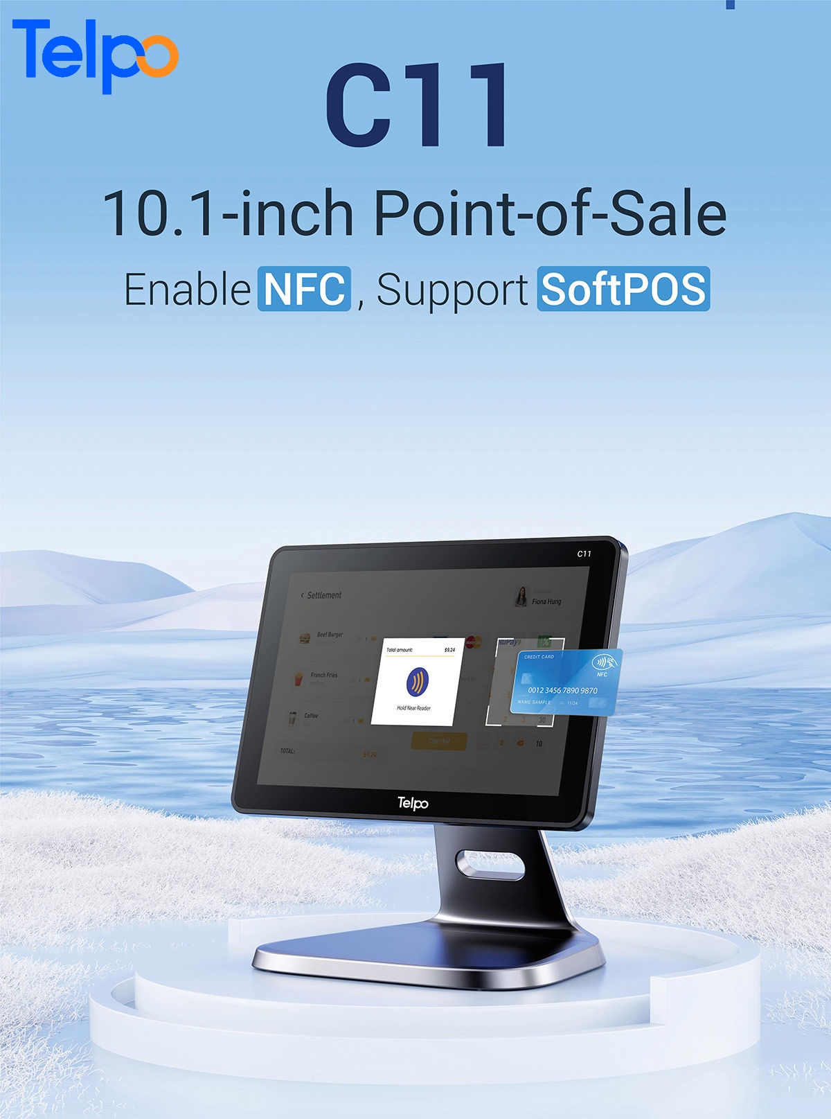 Desktop 10.1-inch POS under-screen NFC