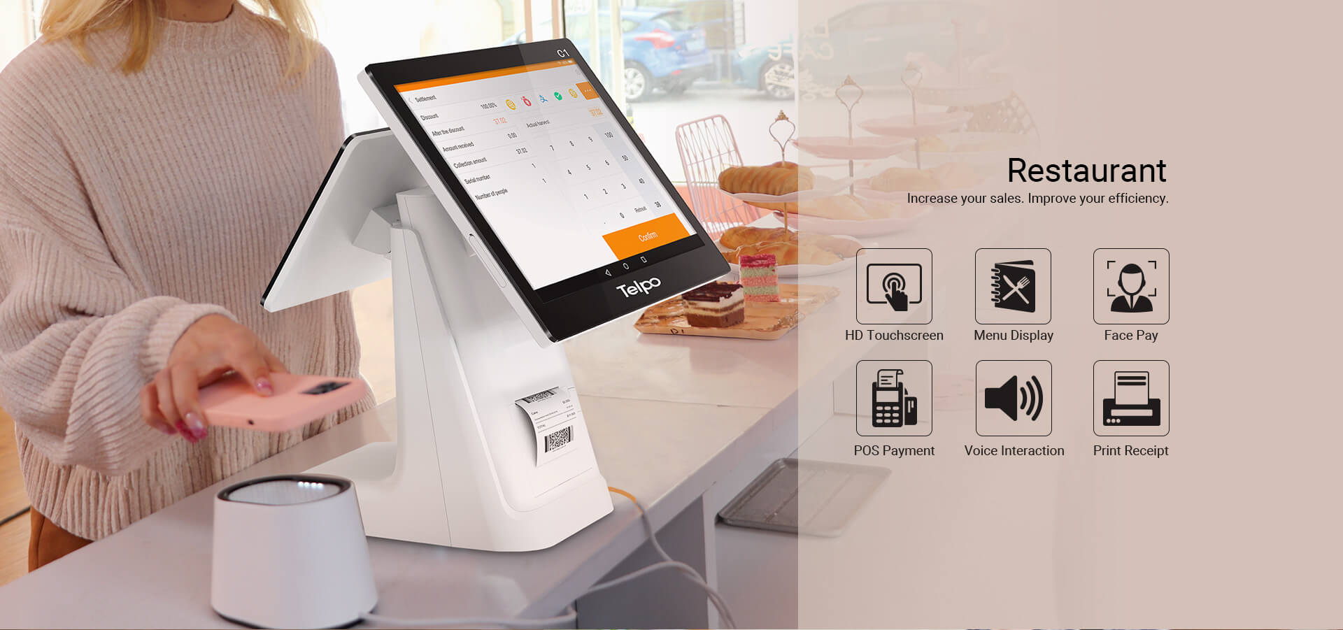Android Point of sale machine C1 for restaurant
