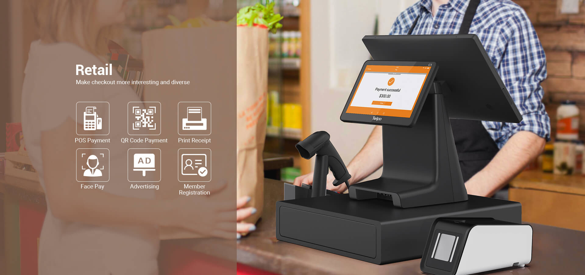 Android Point of sale machine C1 for retail