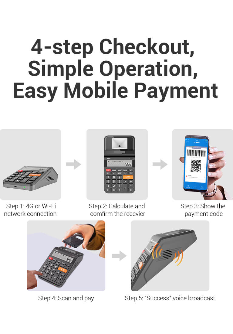 4-step Checkout, Simple Operation, Easy Mobile Payment 
