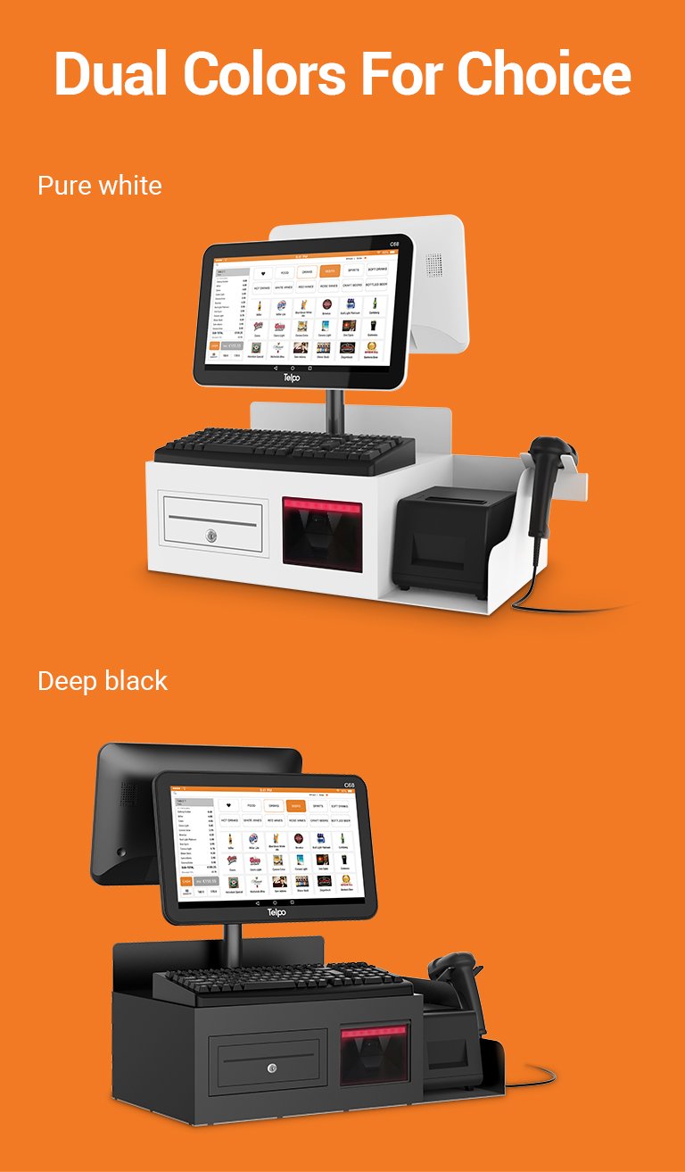 black and white integrated cash register