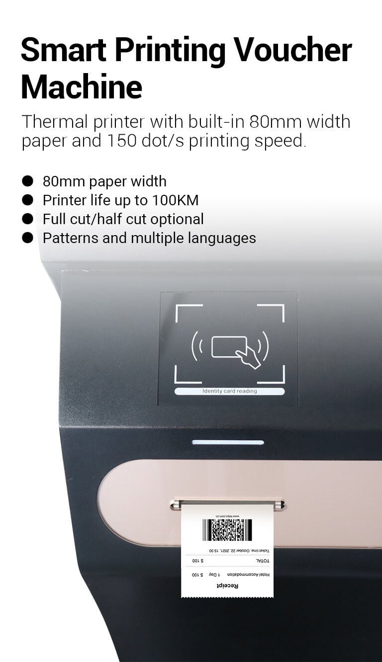 Smart printing voucher machine self checkin kiosk machine in hotel