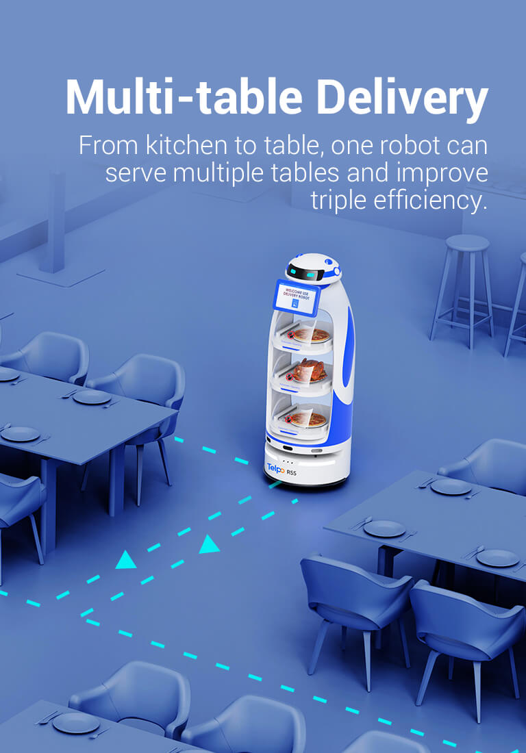 robot waiter R55 for multi-table delivery 