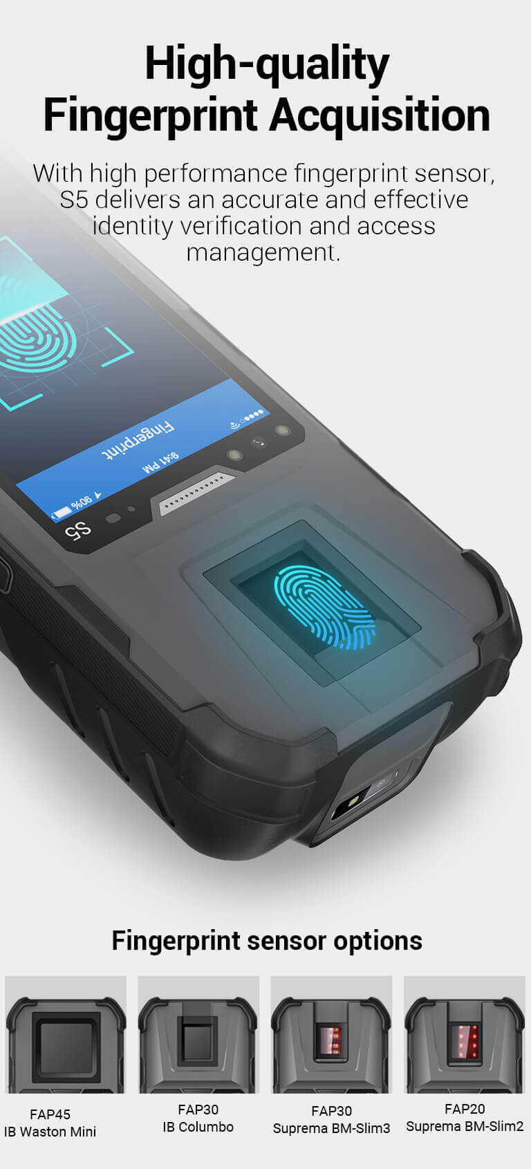 FBI PIV* and FBI Mobile ID certified FAP 20 fingerprint scanner rugged 