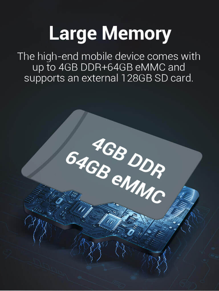 high-end mobile device 4GB DDR+64GB eMMC