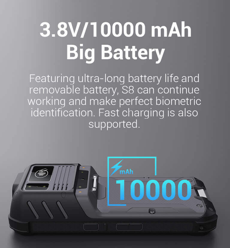3.8V/10000 mAh Big Battery ID Scanner Terminal