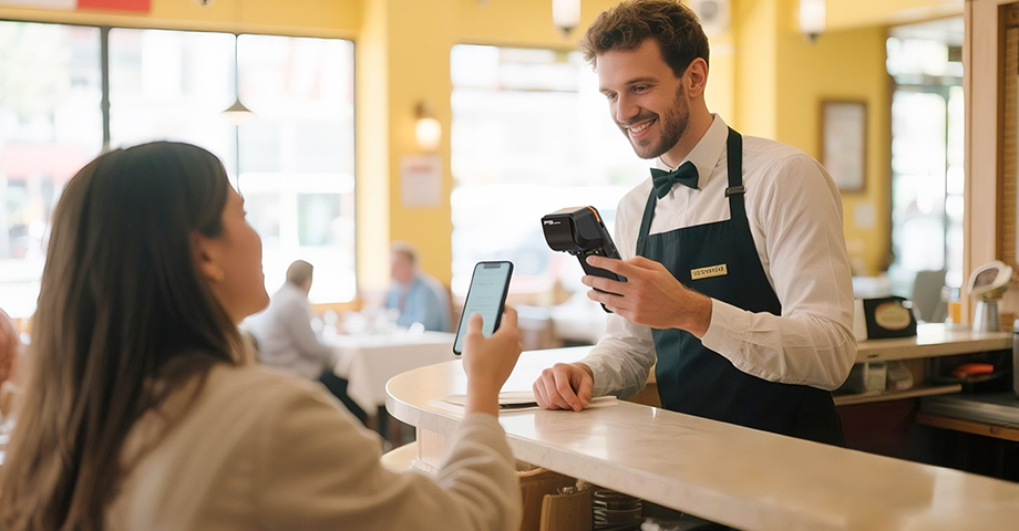 Telpo-P9-payment-terminal-machine-is-used-in-restaurant-for-digital-payment