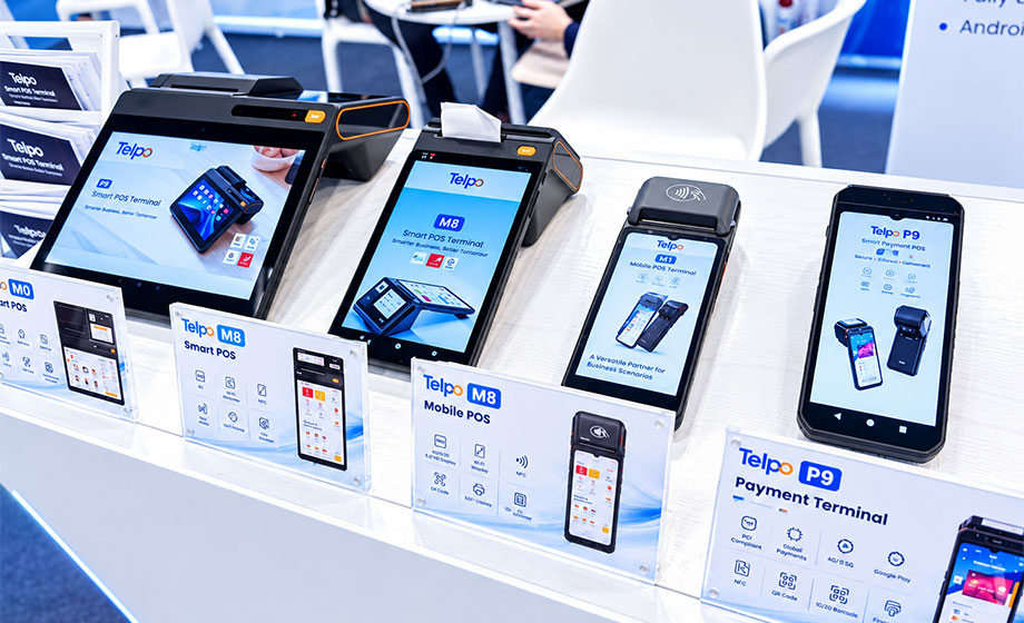 Telpo desktop POS terminal showcased at NRF Europe 2026